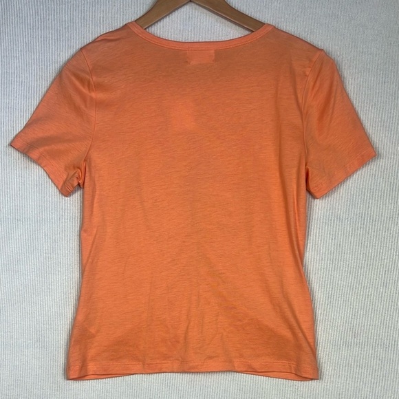 NWT Nation LTD Alina Tee T-Shirt Women’s Size Large Cadmium Orange Shirring - Picture 10 of 11